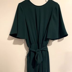H&M emerald green full-length, straight leg jump suit